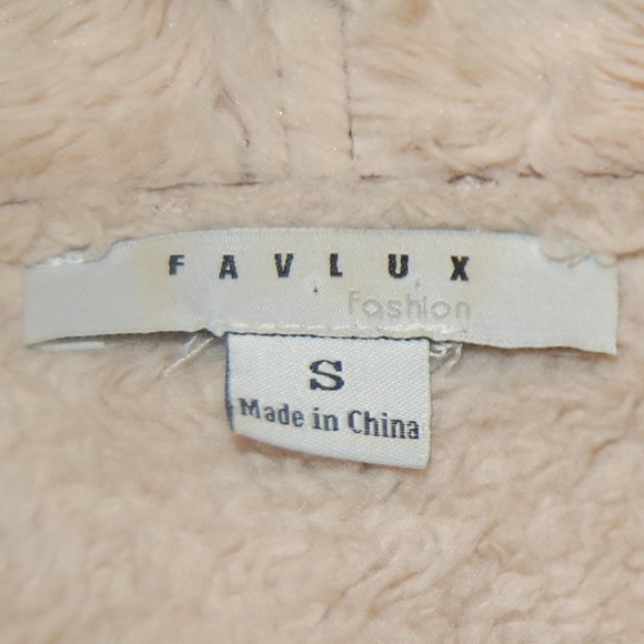 Favluv Fashion Women's Beige W/ Shearling Like Collar & Lining Open Coat Size S - Picture 8 of 11